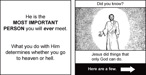 Religious pamphlet with Jesus illustration and text about choosing him for heaven or hell.