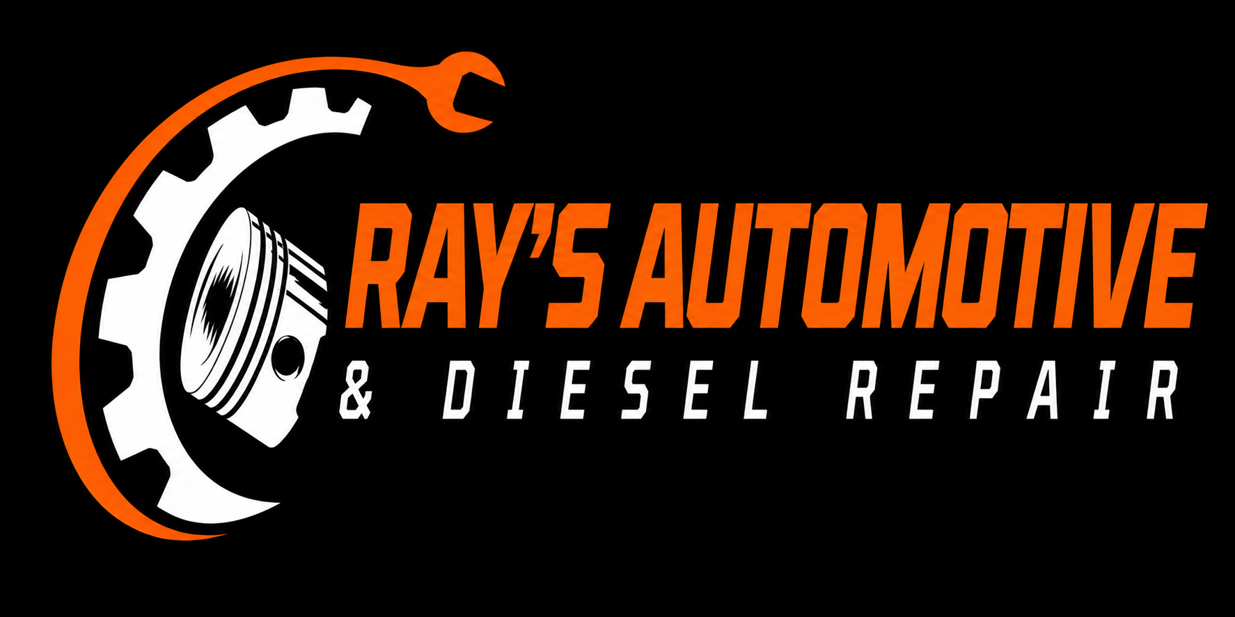 Ray&rsquo;s Automotive & Diesel Repair logo with a wrench and gear in orange, black, and white