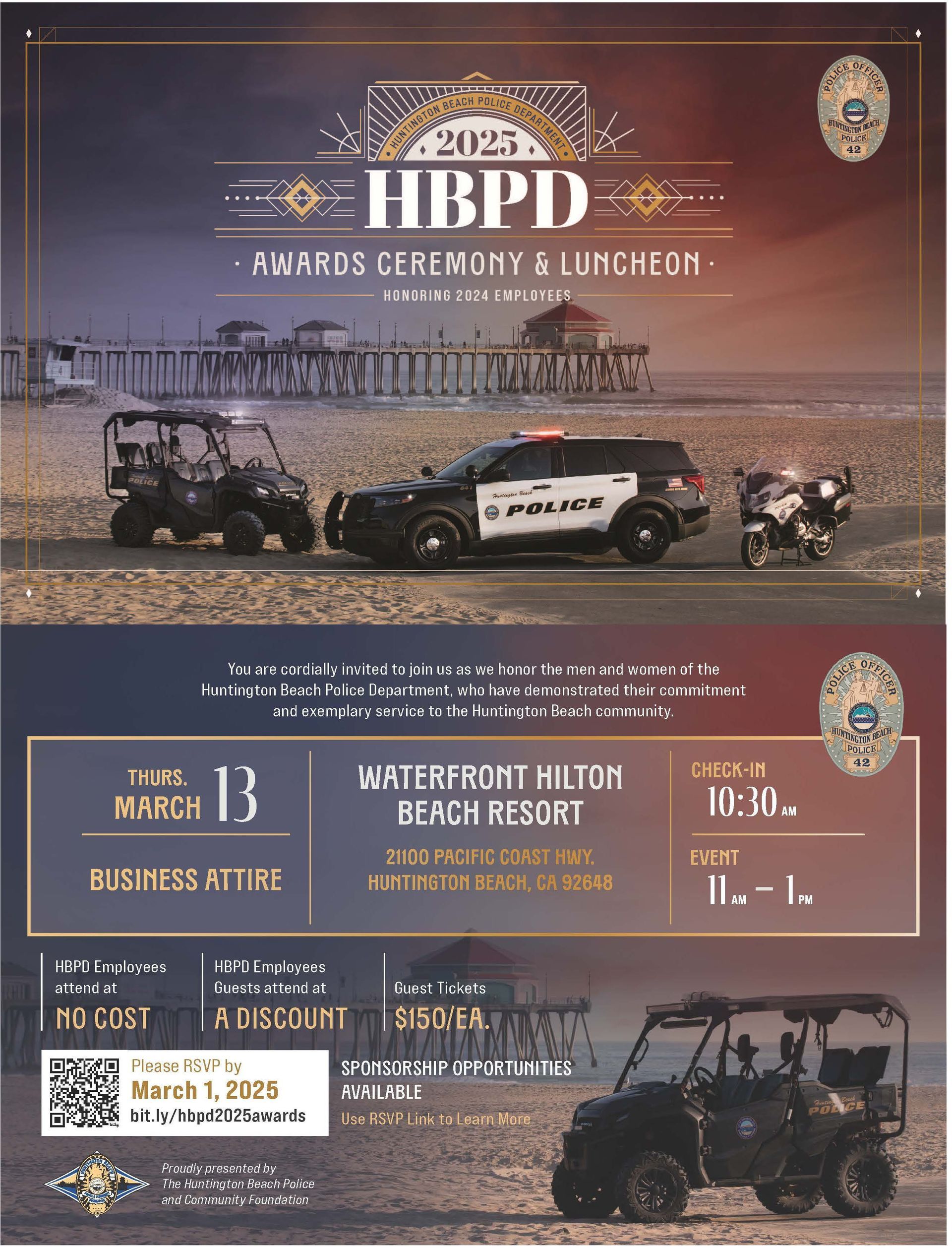 HBPD Awards Ceremony & Luncheon A poster with a police car and a motorcycle on it.