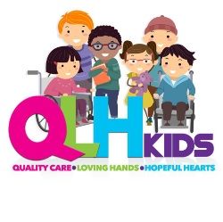 Cartoon children of varying abilities with the letters QLH KIDS. Text: 