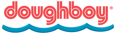 Logo for Doughboy, featuring red letters with wave design below.
