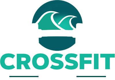 CrossFit logo with teal wave emblem and bold teal text on white background