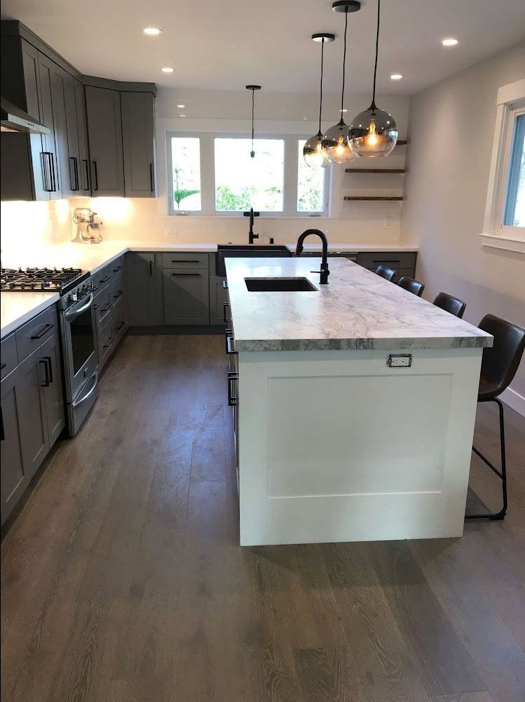 Custom kitchen with black hardware