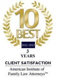 Golden “10 Best” client satisfaction award for American Institute of Family Law Attorneys, 2015–2017