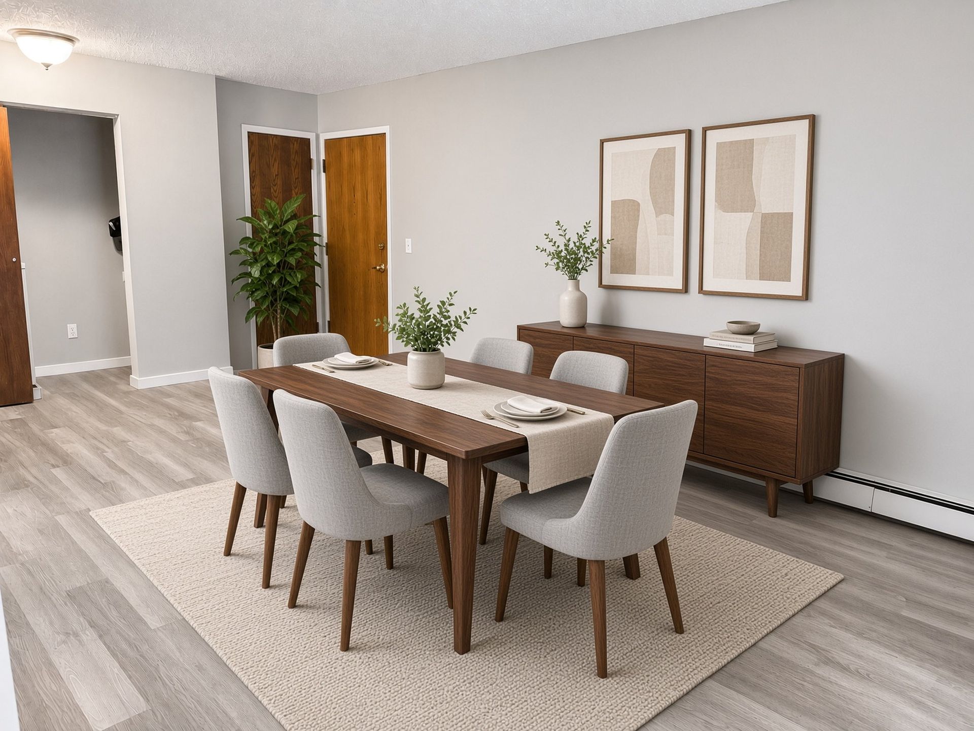 Dining room in a The Groves apartment