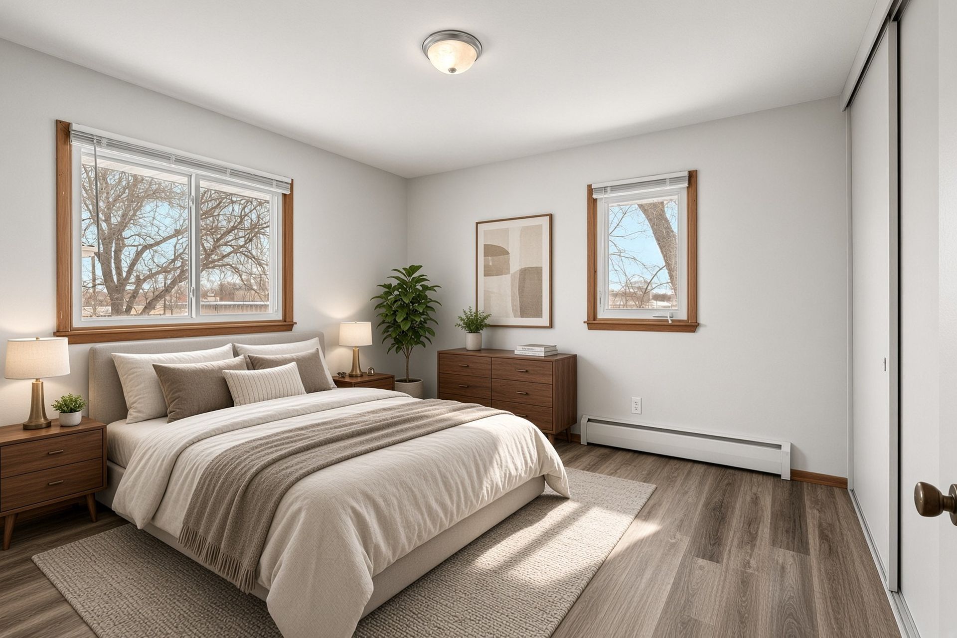 Bedroom in a Hanson Court apartment
