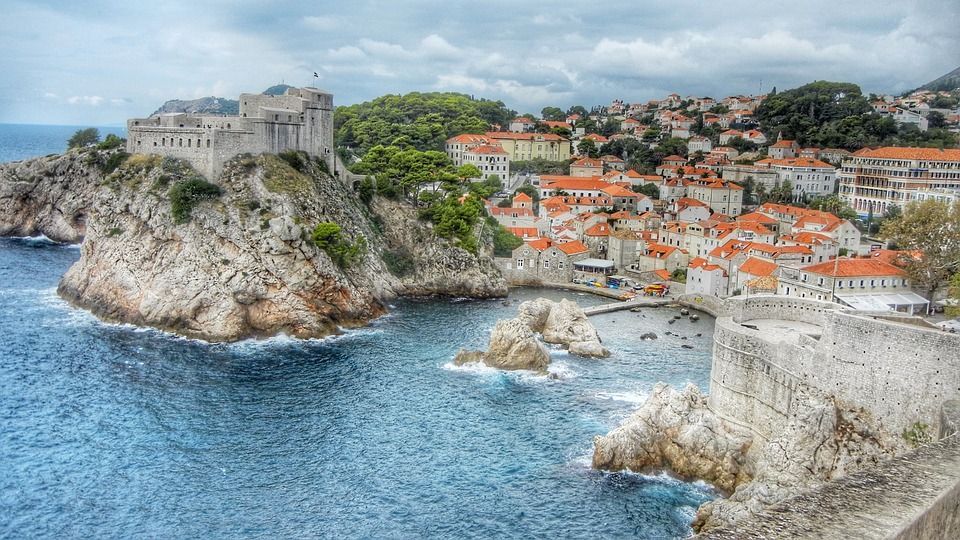 Aerial view of Fort Lovrijenac, a fortress and theatre in Dubrovnik, Croatia.