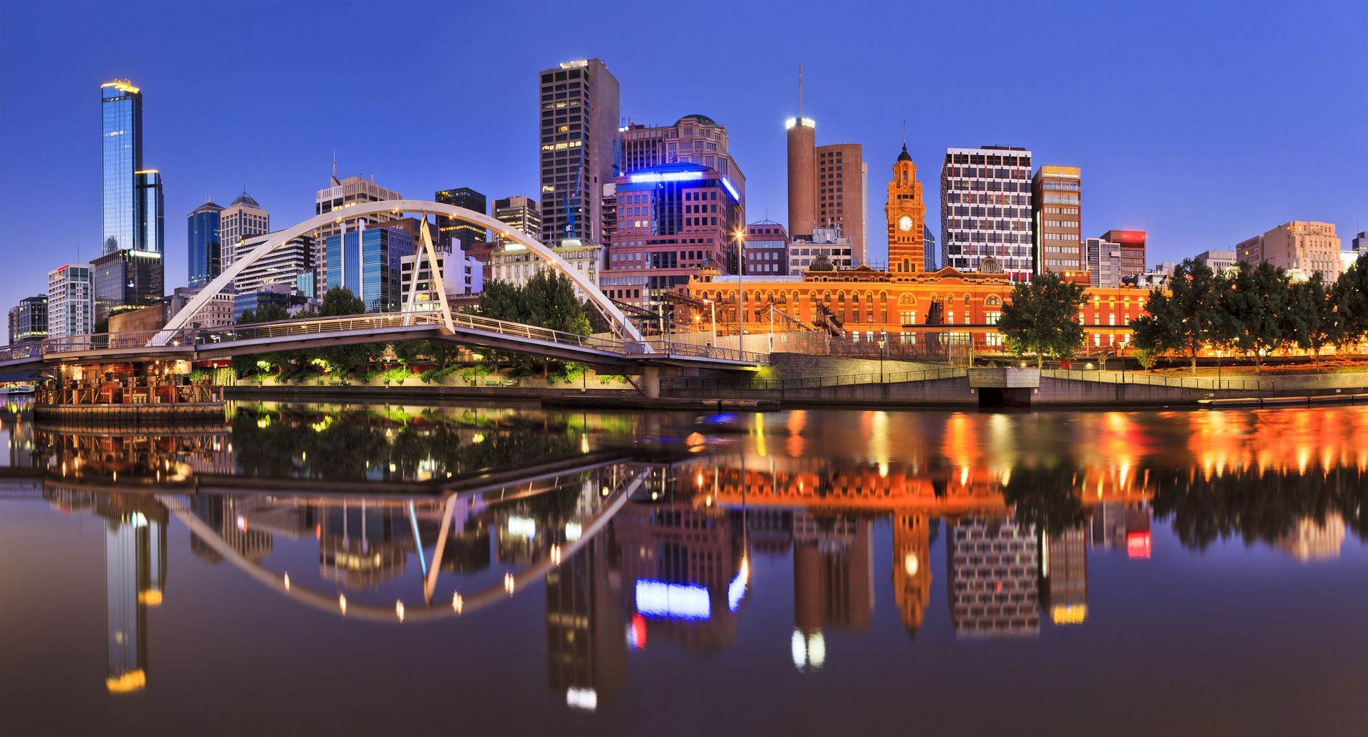 Dusk view of Evan Walker Bridge in Melbourne, Australia.