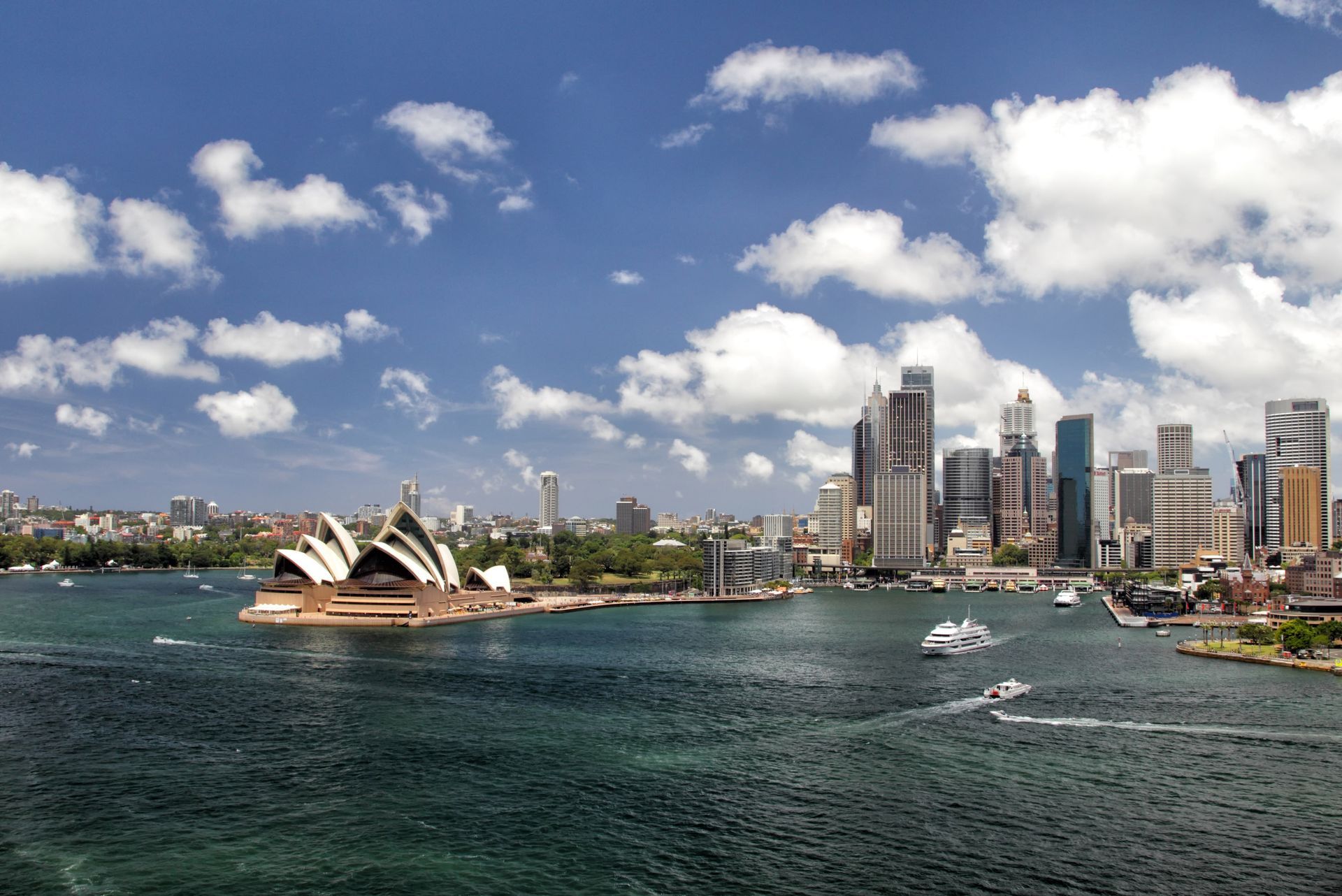Aerial view of Sydney Opera House, a performing arts centre in Sydney, Australia.