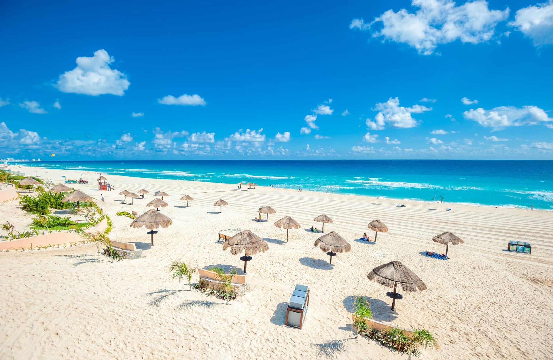 Panoramic view of Cancun beach.