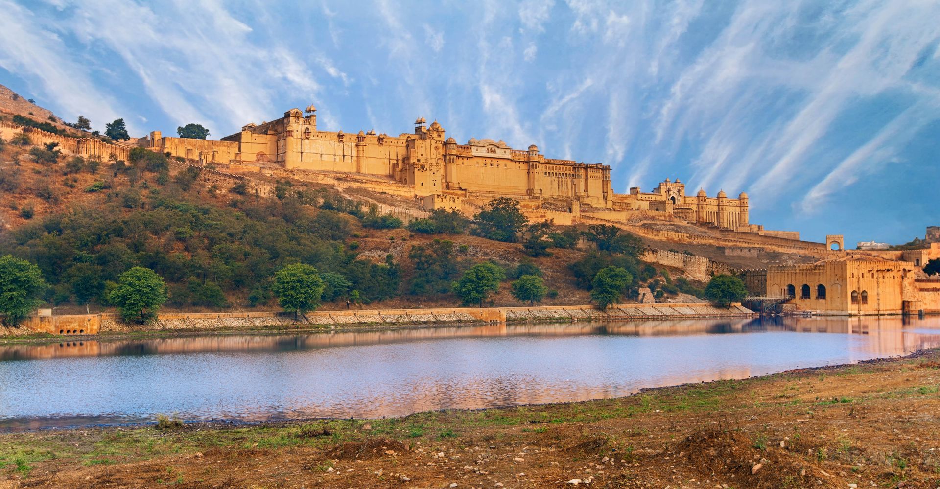 Amber Palace, a fort located in Rajasthan, India.