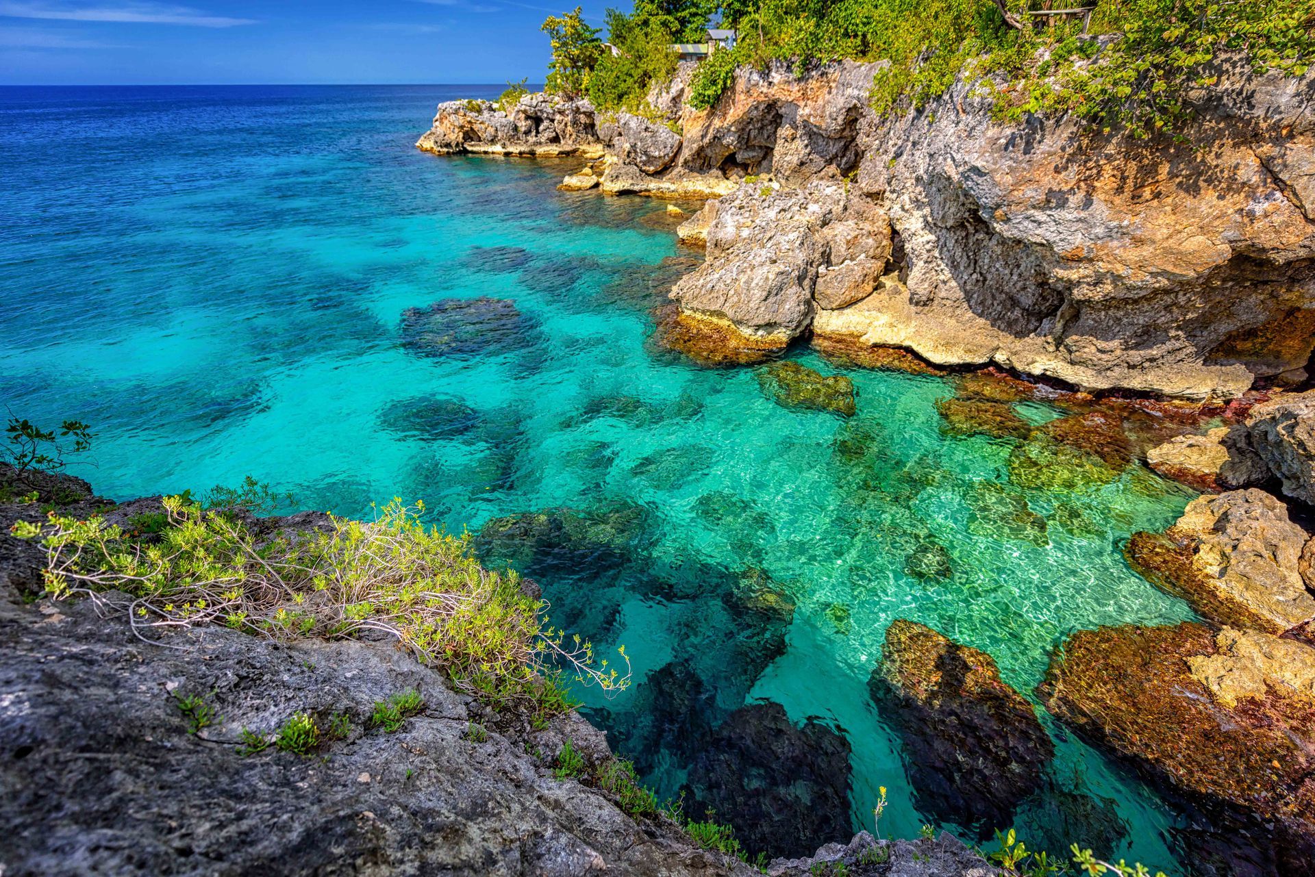Turquoise water in Negril, Jamaica.