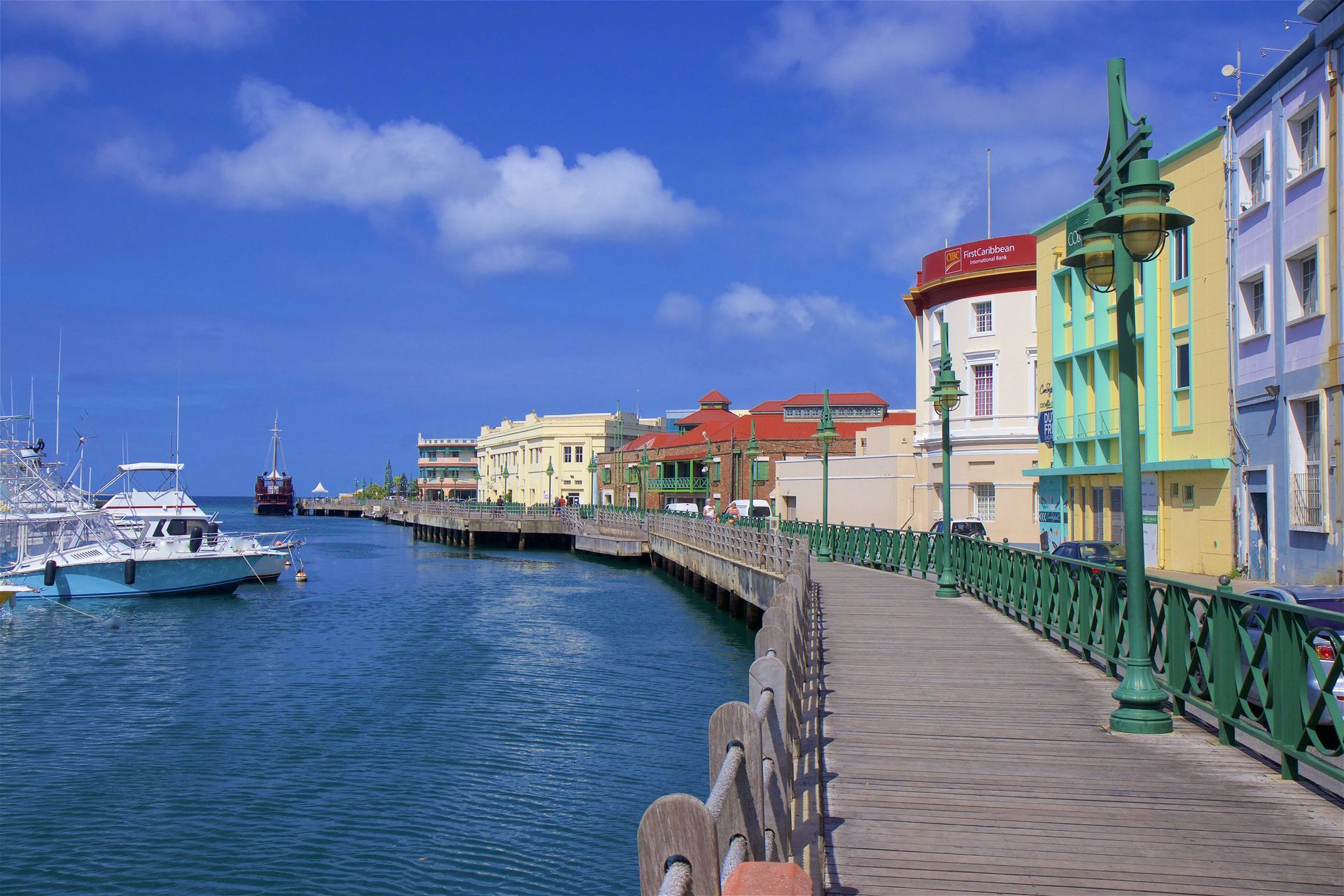 Promenade at the marina of Bridgetown, Barbados.