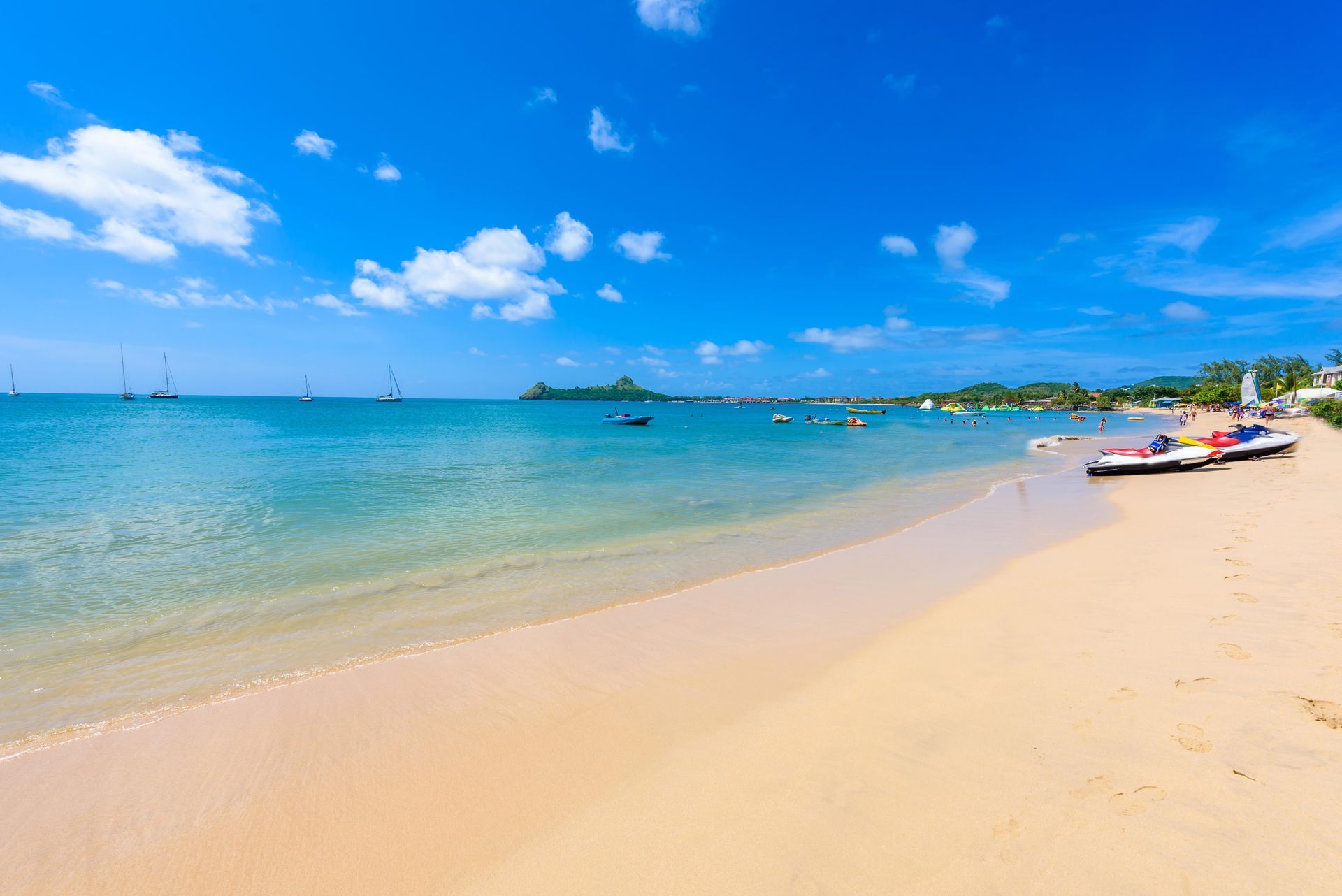 Reduit Beach at Rodney Bay Village in Saint Lucia.