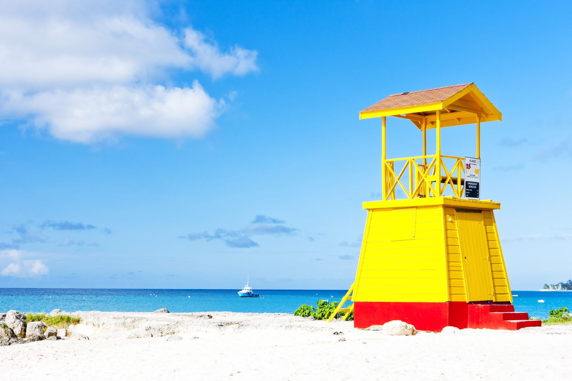Lifeguard tower in Pebble Beach, Barbados.