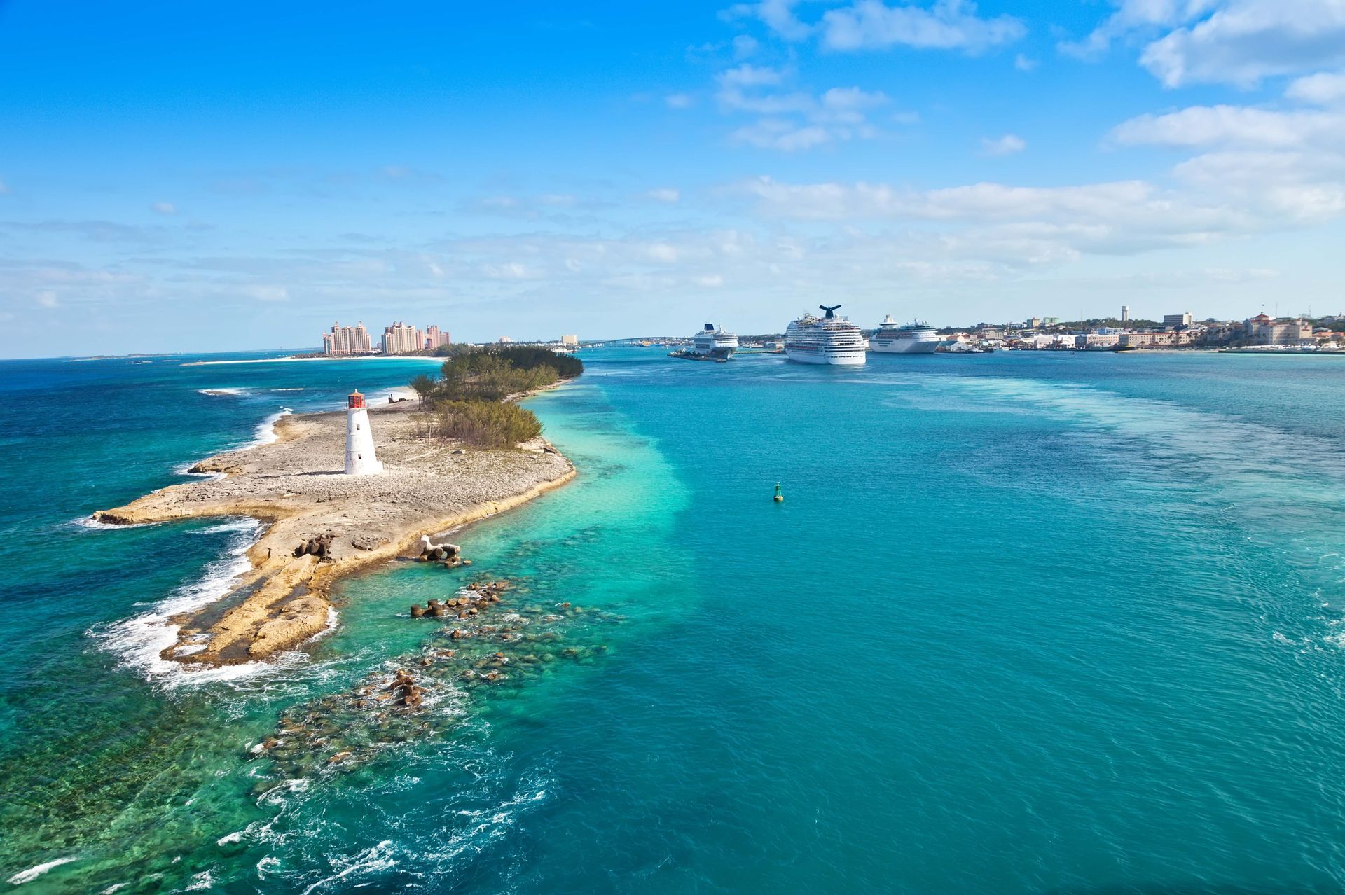 Aerial view of Nassau, capital of the Bahamas.