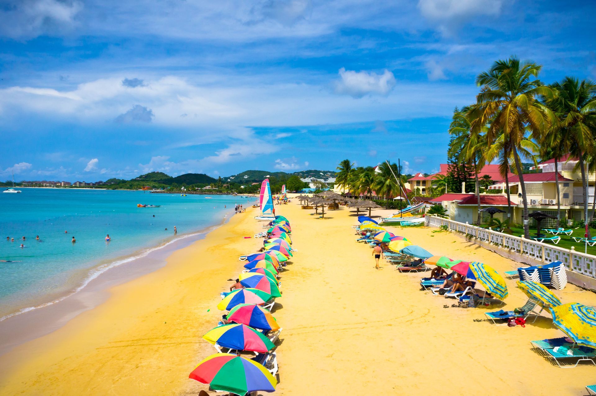 Reduit Beach at Rodney Bay Village in Saint Lucia.