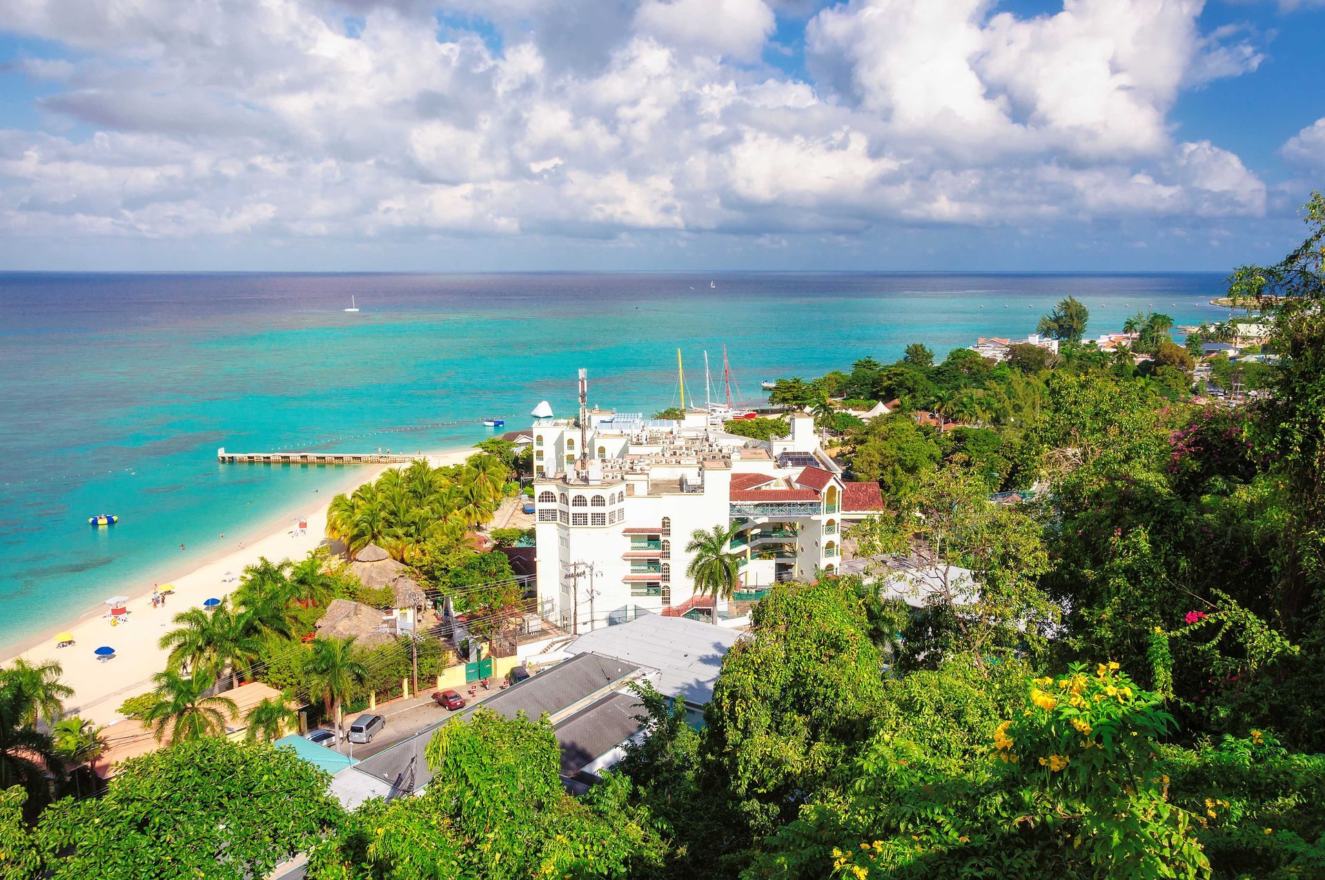 Aerial view of Montego Bay, a city in Jamaica.