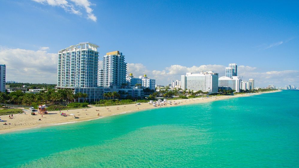 A lifeguard hut in Miami Beach, located in Florida, United States.