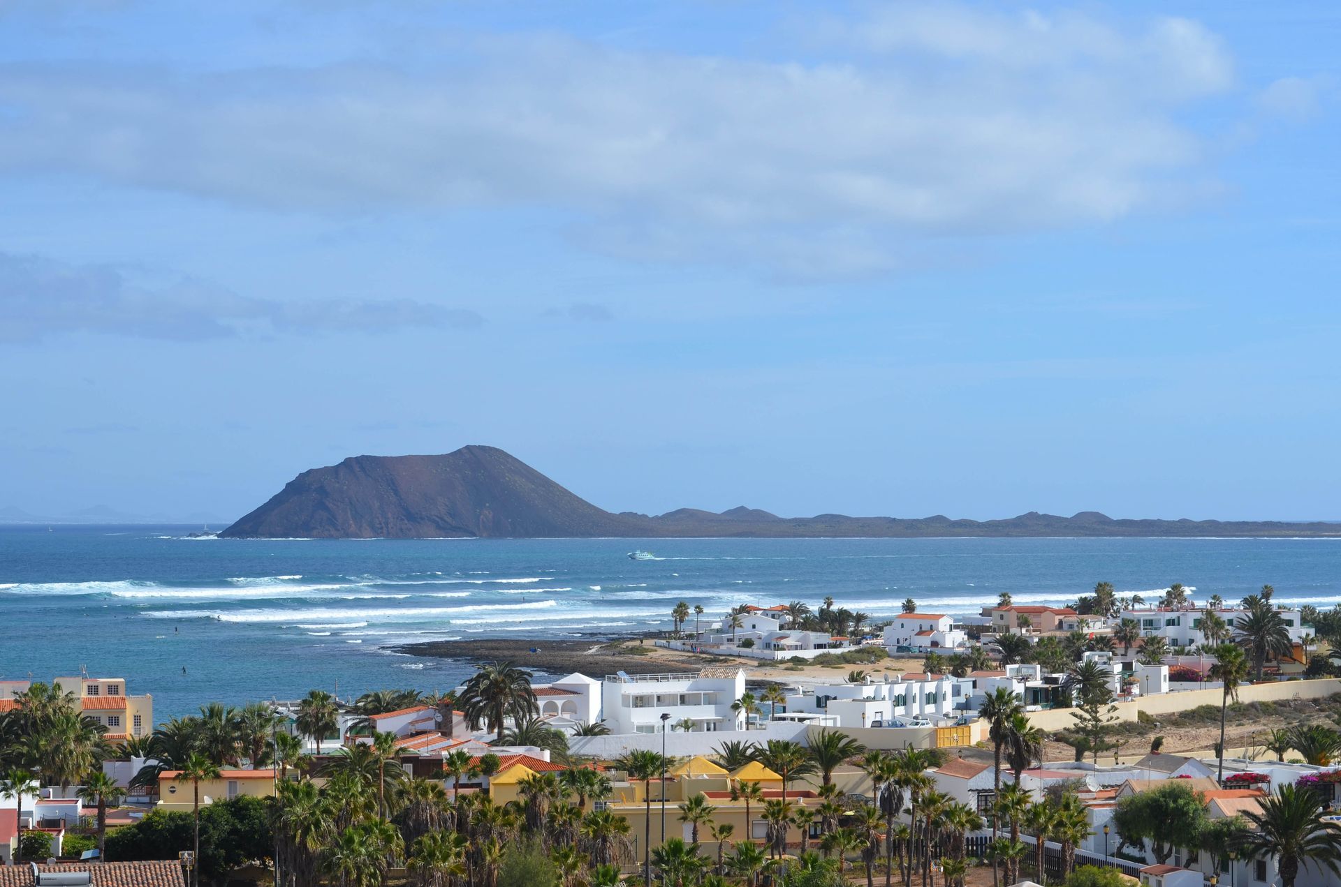 Aerial view of Corralejo, a town in Fuerteventura, Spain.