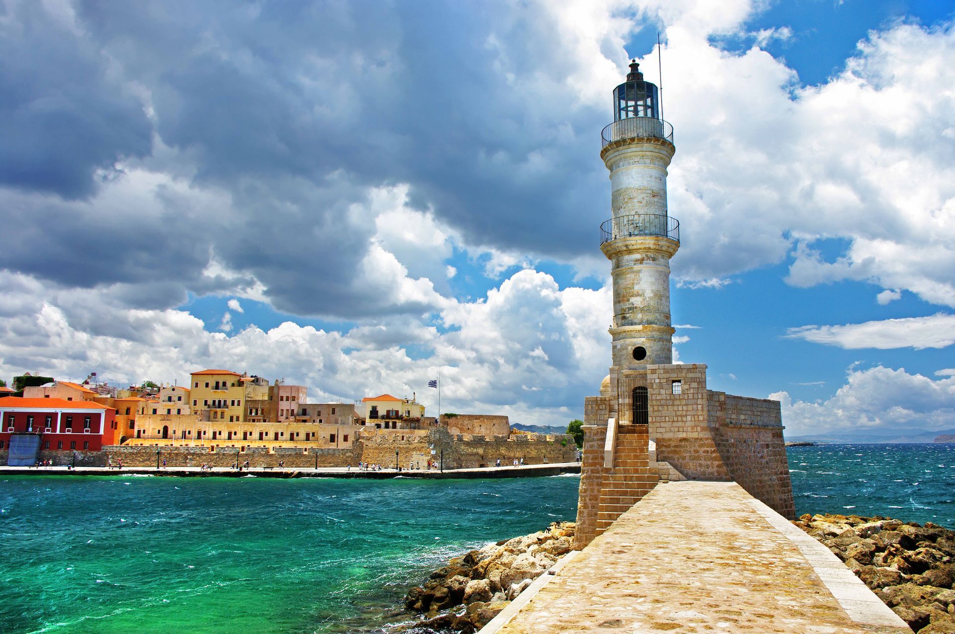 Lighthouse of Chania, a tourist attraction in Crete, Greece.