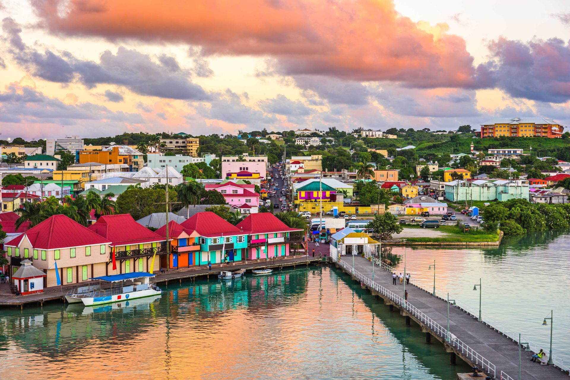 Aerial view of Saint John, a civil parish of Antigua.