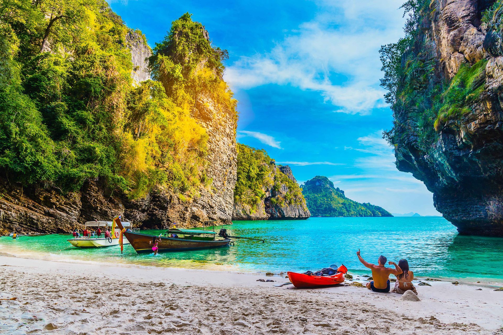Railay Beach, a small peninsula between the city of Krabi and Ao Nang in Thailand.