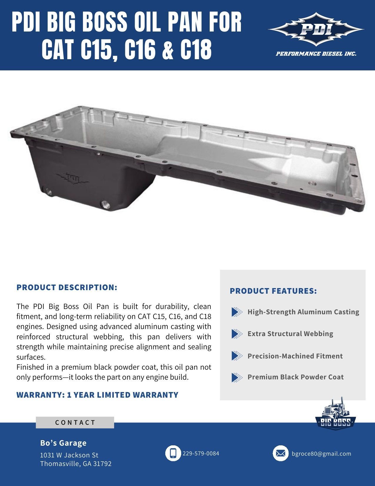 Big Boss Oil Pan — CAT C15, C16 & C18