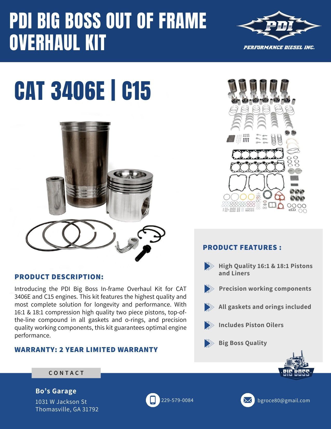 Big Boss Out-of-Frame Overhaul Kit — CAT 3406E | C15