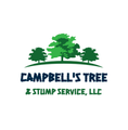 Campbell’s Tree & Stump Service logo with green trees and dark blue text
