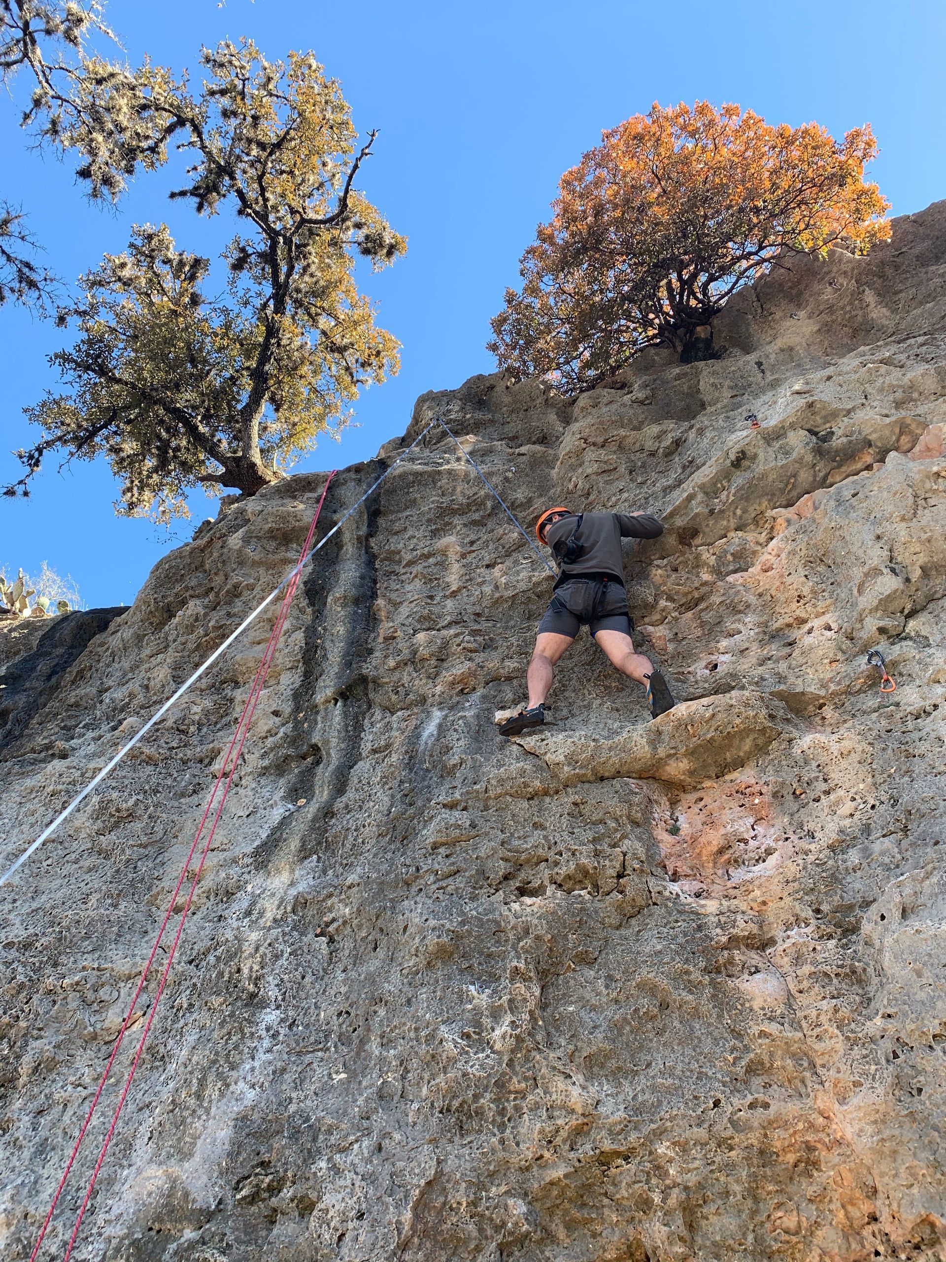 Outdoor rock climbing near Dallas-Fort Worth at Penitentiary Hollow, Lake Mineral Wells