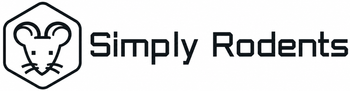 Simply Rodents logo with a black outlined rodent face icon and text on a white background