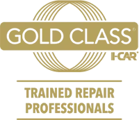 Gold Class Collision Repair logo: Gold banner with