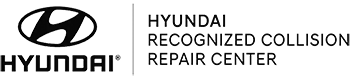Hyundai Recognized Collision Repair Center logo. Black and white.
