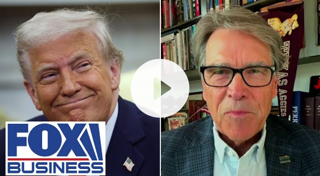 Donald Trump on left and Rick Perry on Fox Business interview.