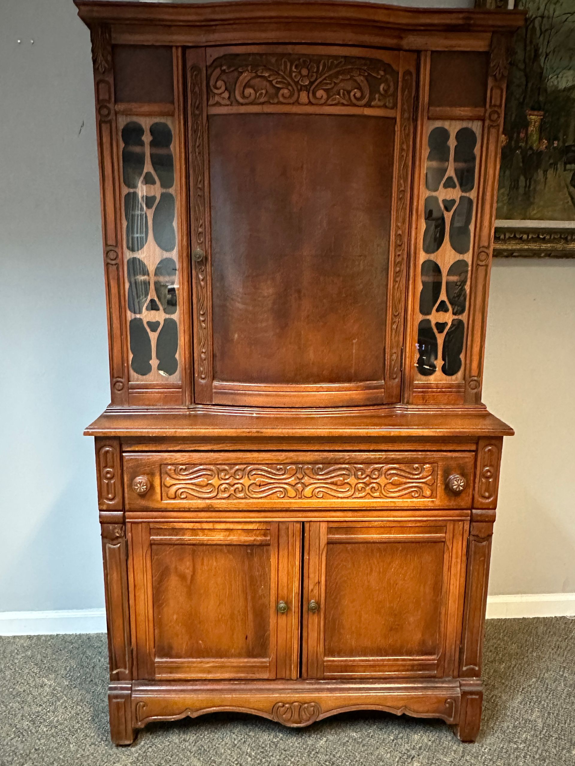 Antique Carved Hutch Cabinet