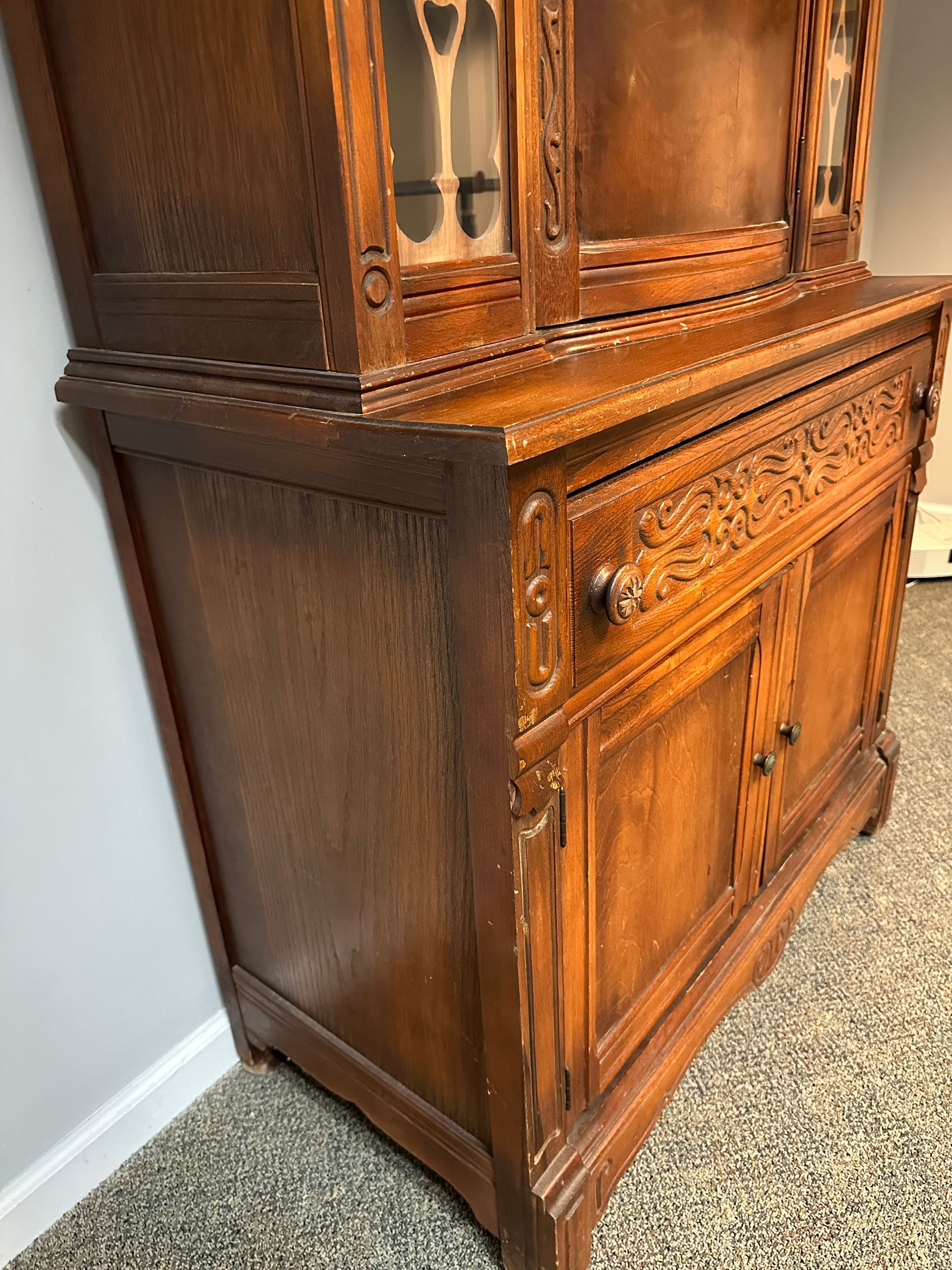 Antique Carved Hutch Cabinet