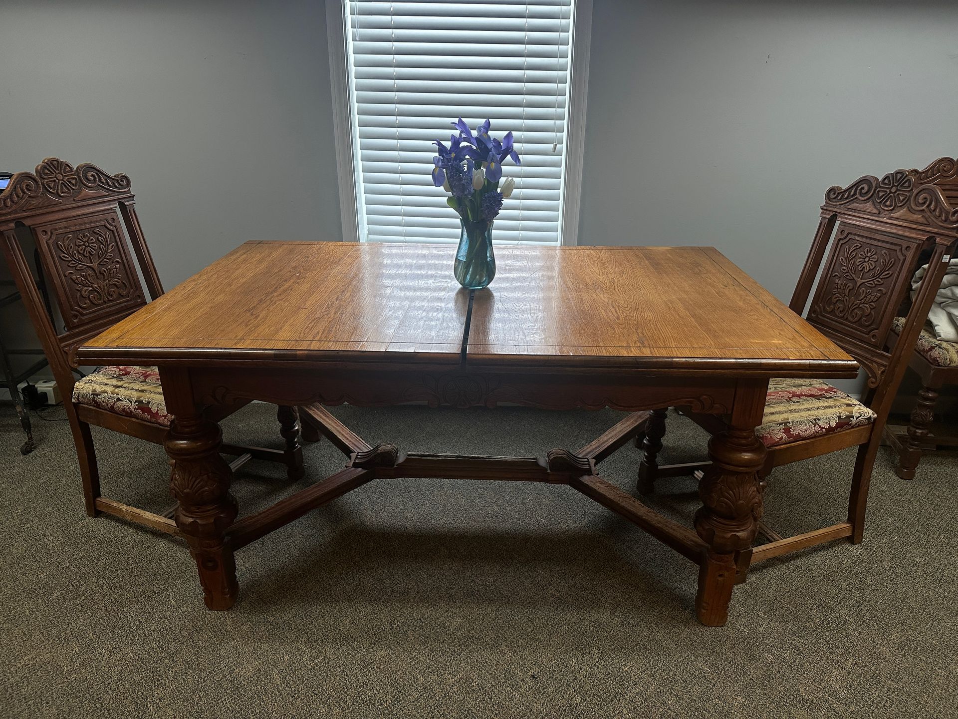 Carved Table & 6 Chairs