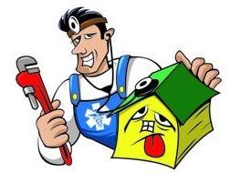 HouseMedics character of a person who is a handyman diagnosing a sick house