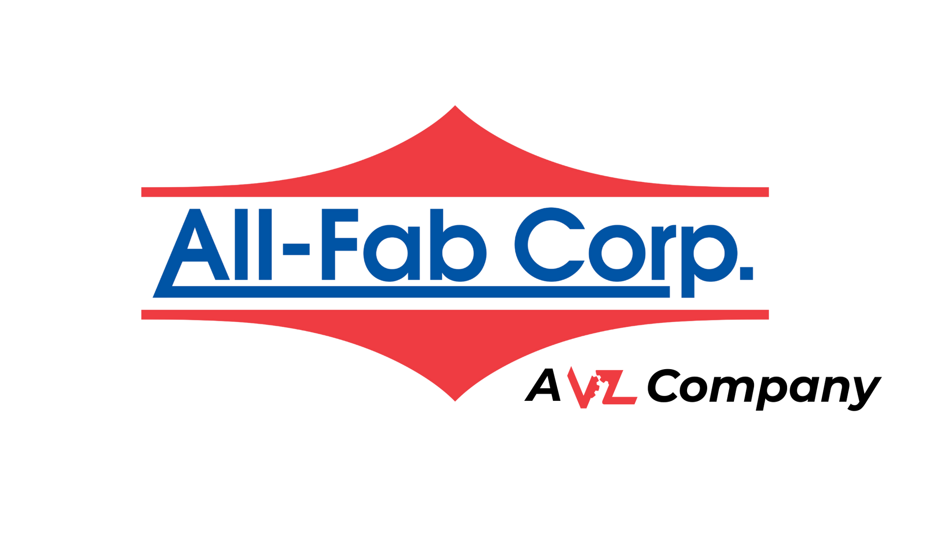 All-Fab Corp. Logo A red , white and blue logo for all-fab corp.