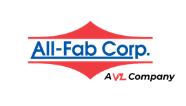 All-Fab Corp. Logo A red , white and blue logo for all-fab corp.
