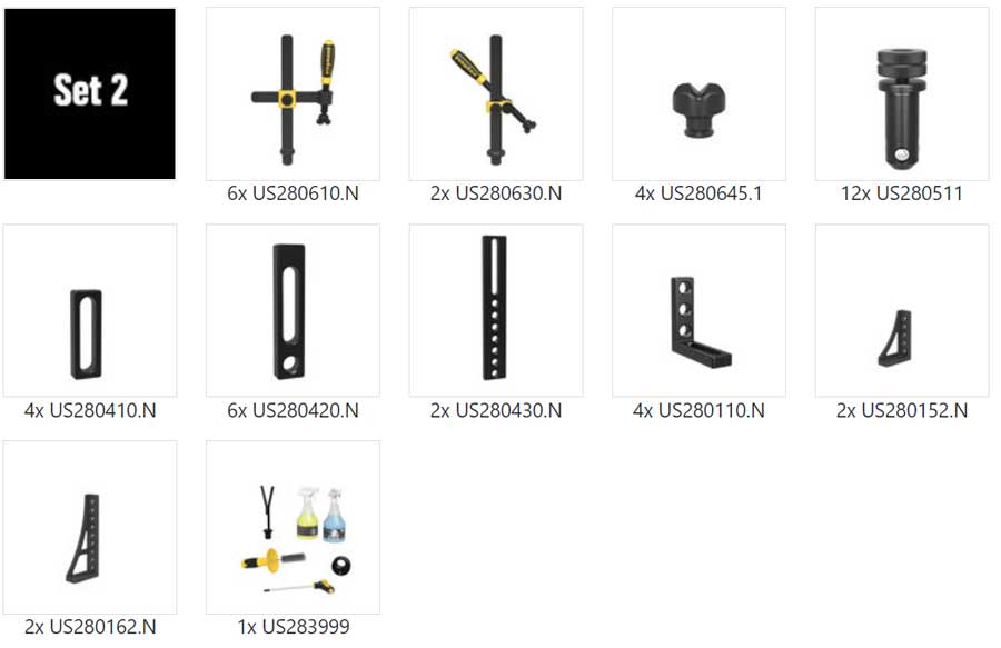 US283200: Set 2, 50 Piece Accessory Kit for the System 28 Imperial Series Welding Tables US283200: Set 2, 50 Piece Accessory Kit for the System 28 Imperial Series Welding Tables