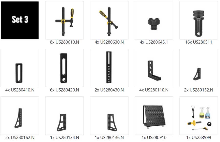 US283300: Set 3, 61 Piece Accessory Kit for the System 28 Imperial Series Welding Tables US283300: Set 3, 61 Piece Accessory Kit for the System 28 Imperial Series Welding Tables