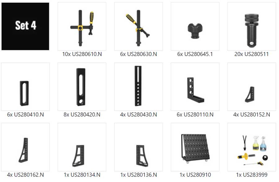 US283400: Set 4, 83 Piece Accessory Kit for the System 28 Imperial Series Welding Tables US283400: Set 4, 83 Piece Accessory Kit for the System 28 Imperial Series Welding Tables