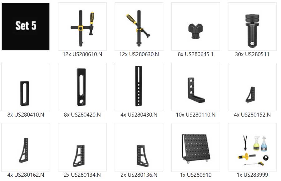 US283500: Set 5, 111 Piece Accessory Kit for the System 28 Imperial Series Welding Tables US283500: Set 5, 111 Piece Accessory Kit for the System 28 Imperial Series Welding Tables