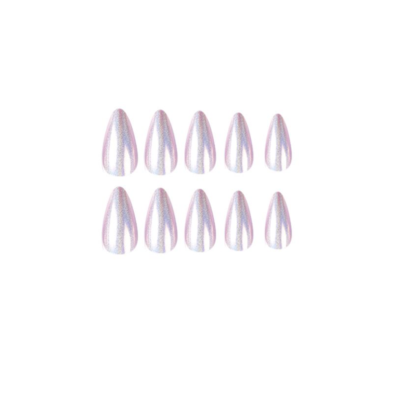 A close up of a person 's nails with purple nail polish.