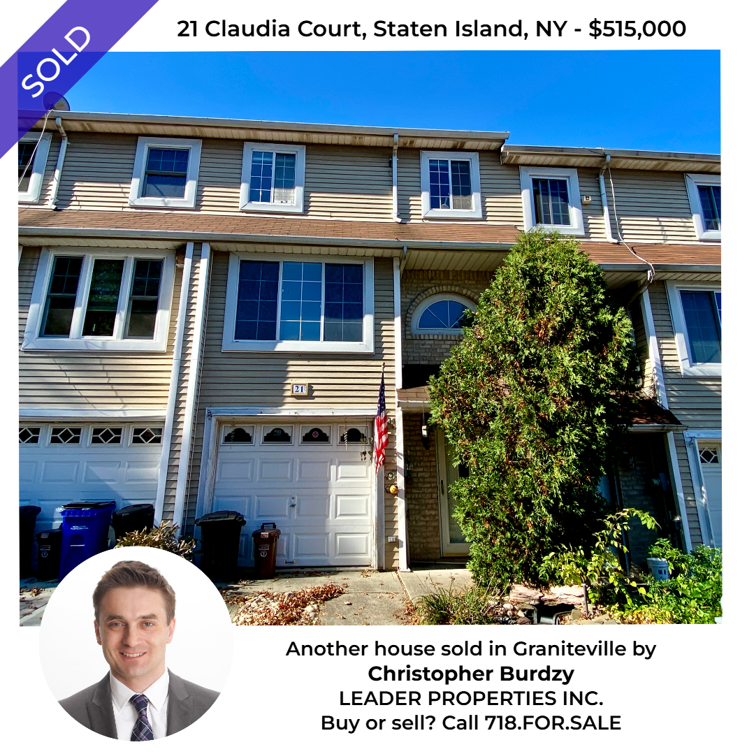 Sold townhouse in Graniteville: 21 Claudia Court, Staten Island, NY