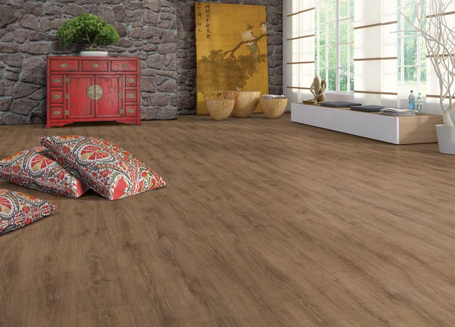 Ein Wohnzimmer mit Holzboden und Kissen auf dem Boden.