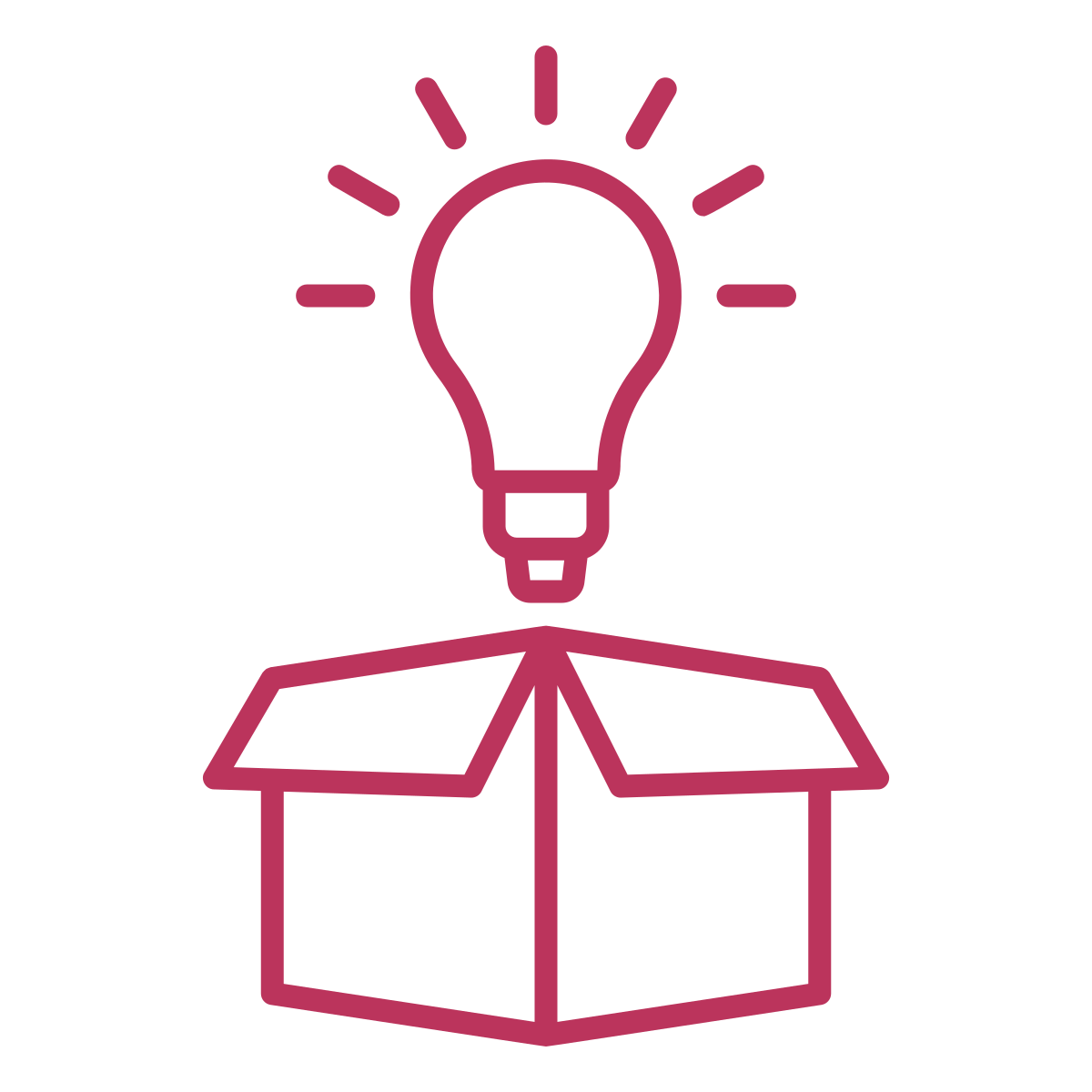 A light bulb is coming out of a box.