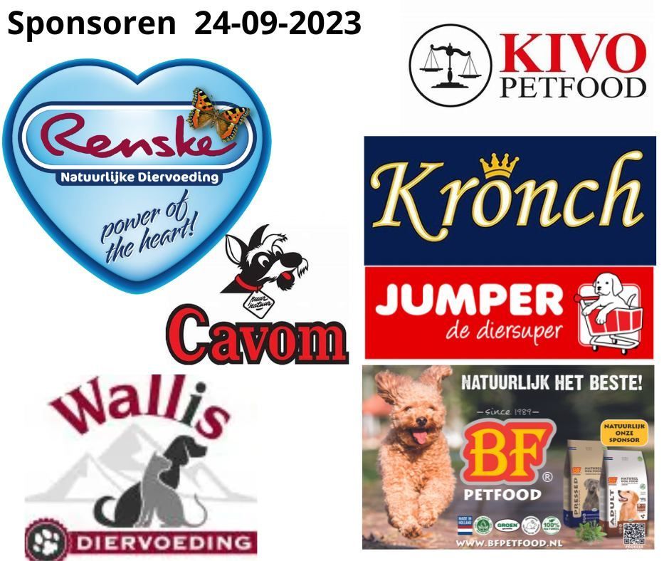 Onze sponsoren waarvoor onze hartelijke dank! Darf Cavom Biofood Carnis Kivo Edgar Cooper Wallis diervoeding Onze Hond Yarrah Happy dog Akita dpiegel van de ziel oerrasdag hoenderloo trec events buddy